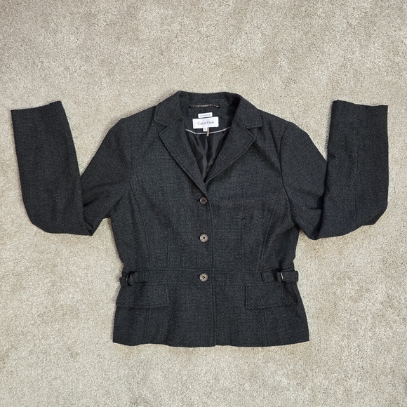 Calvin Klein Charcoal Gray Blazer Career Classy 10 - Picture 7 of 12